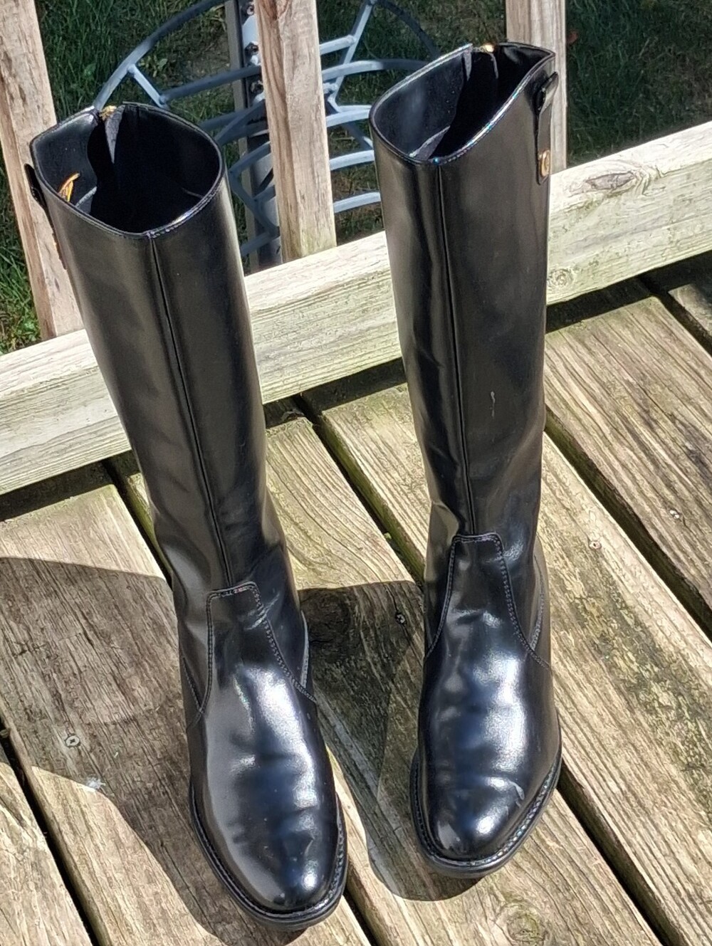 EUC Vintage Pertti Palmroth Black Leather Riding Boots W8.5 Back Zip Finland